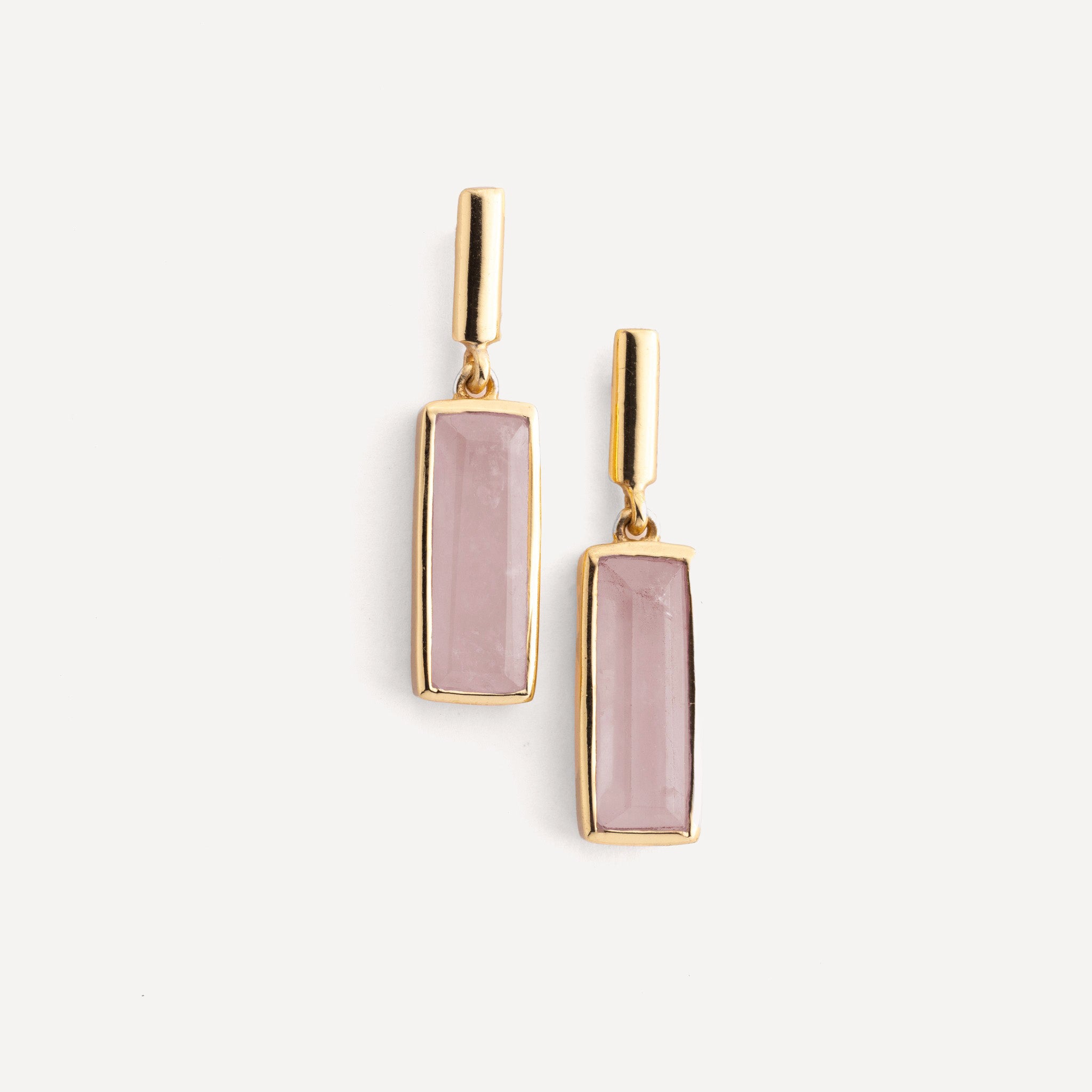 Manhattan Drop Earring in Rose Quartz