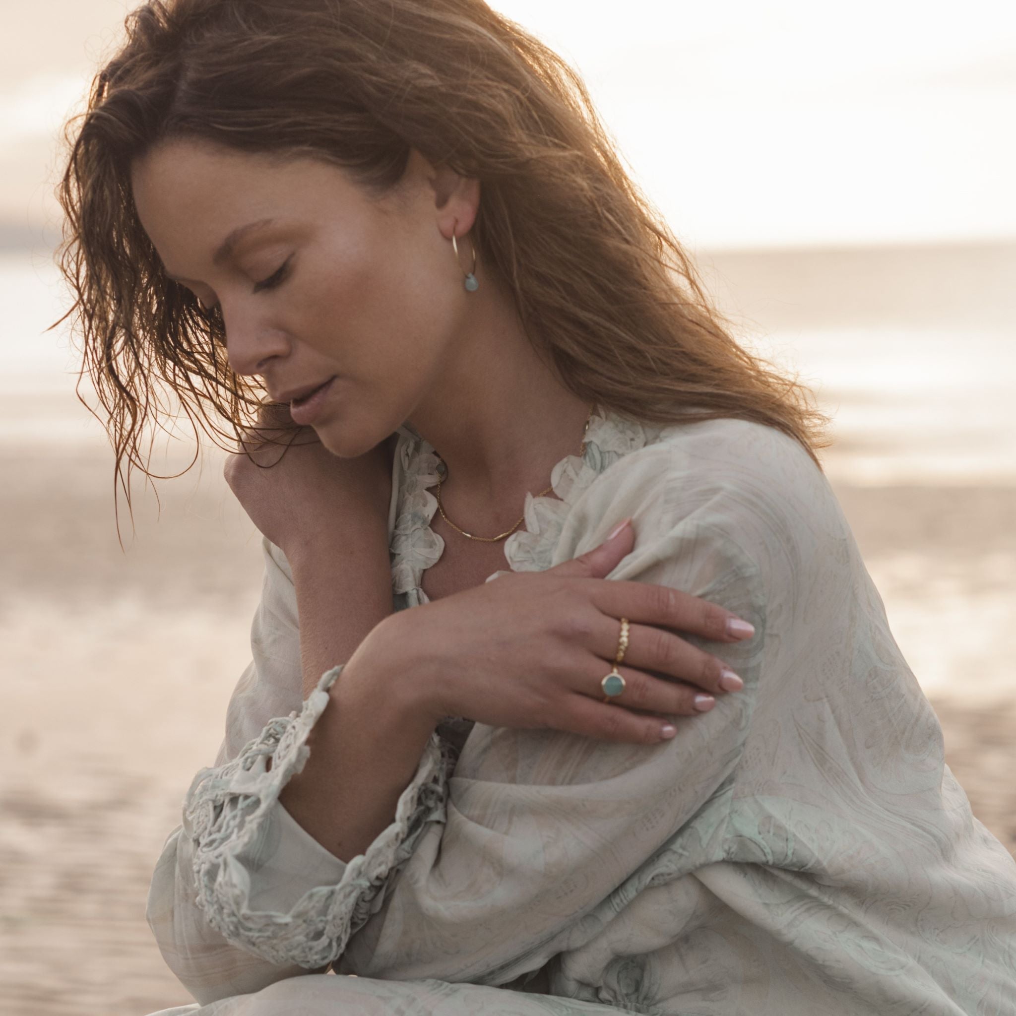 Maldives Ring - Turquoise, Gold Brass collection