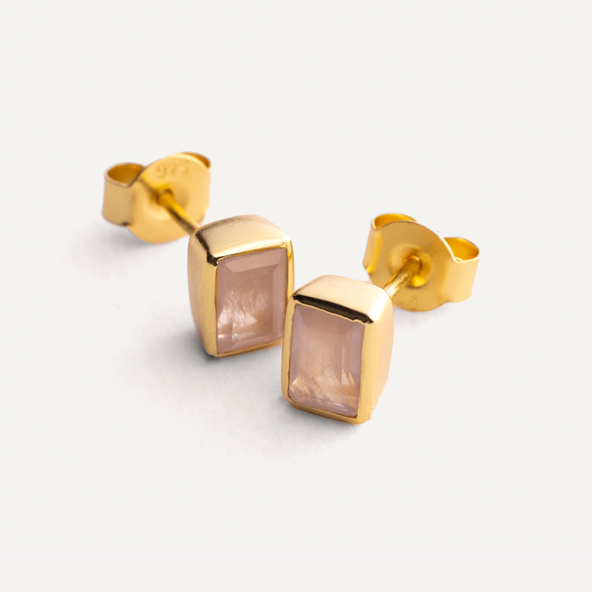 Manhattan Studs in Rose Quartz