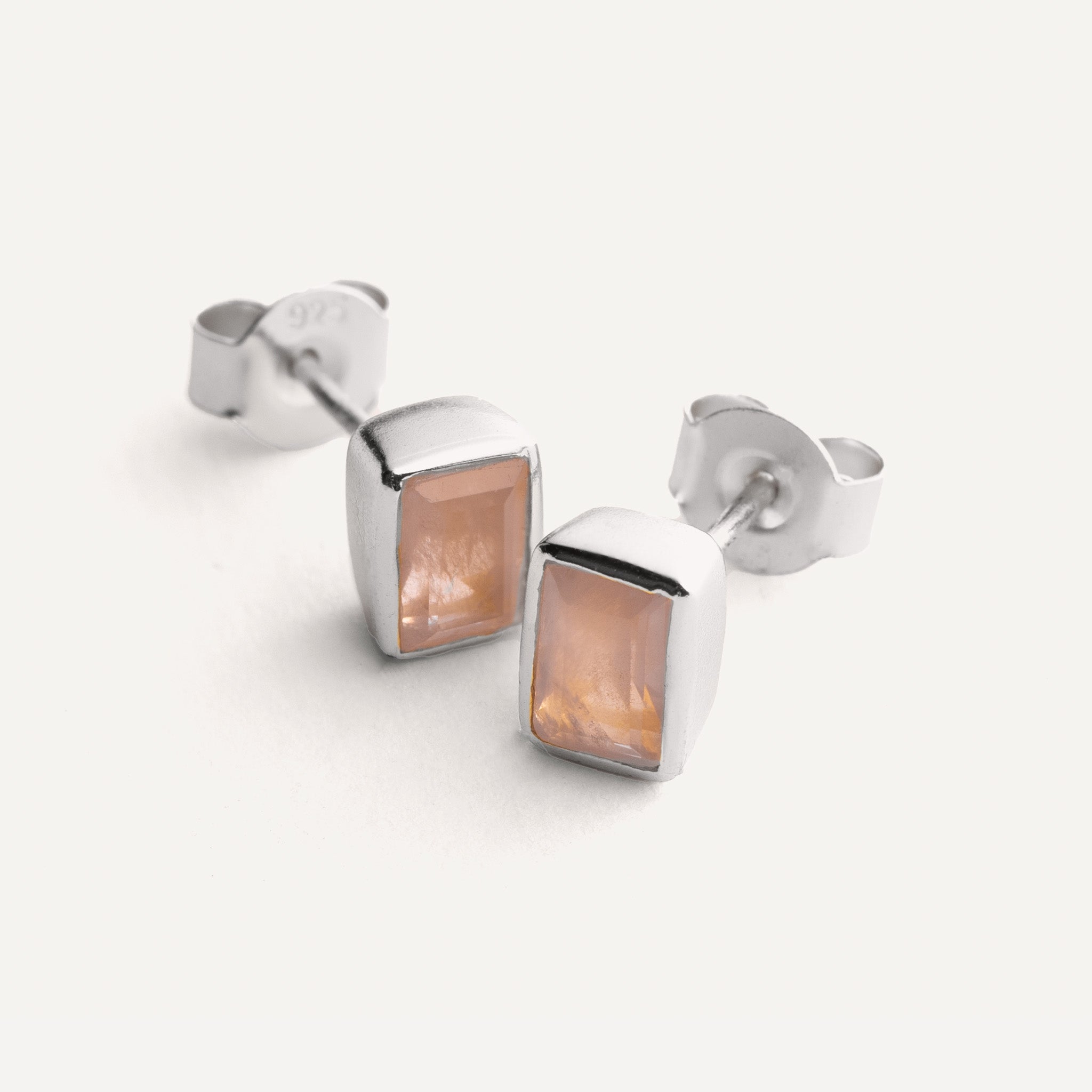 Manhattan Studs in Rose Quartz