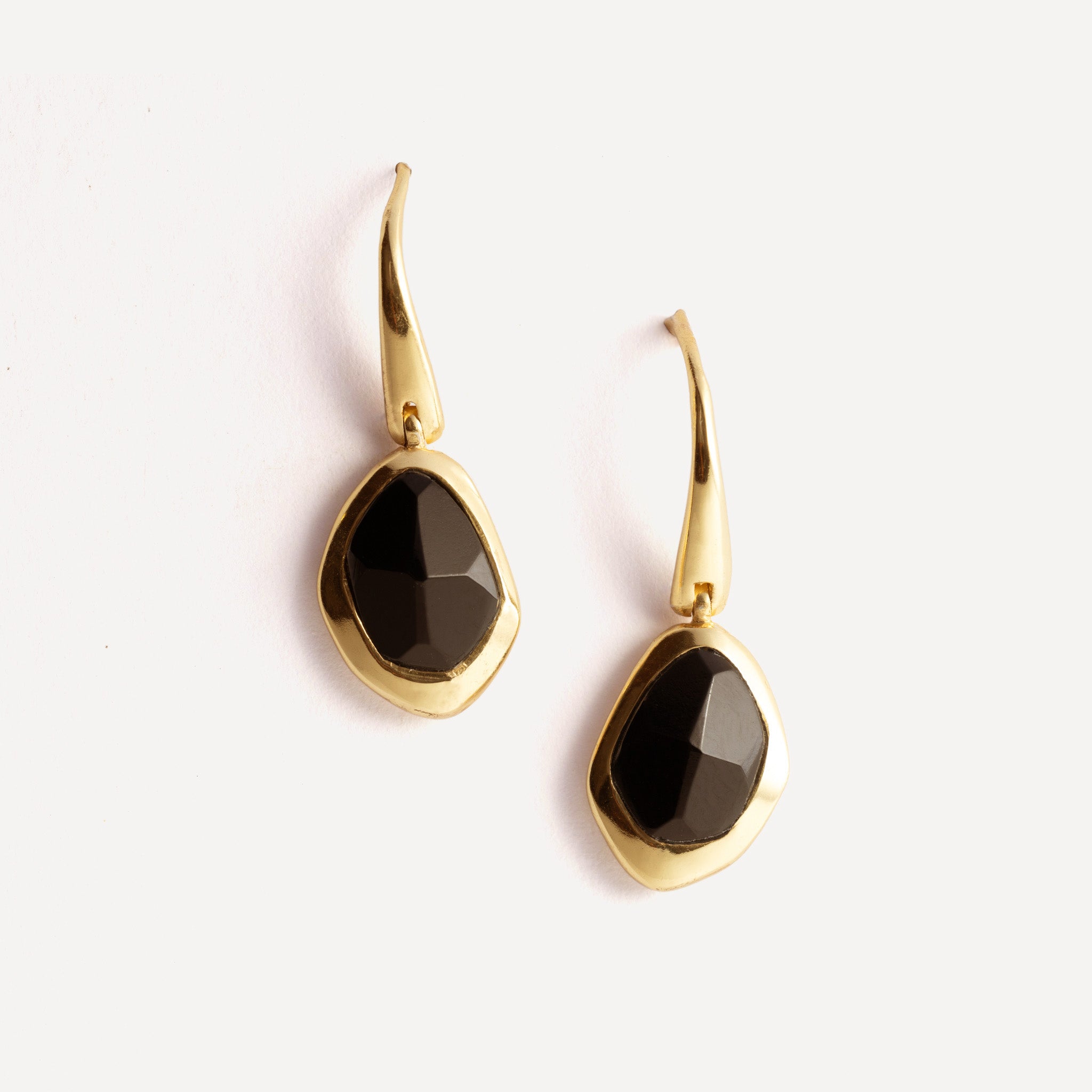 Pebble Hook Earrings with Black Onyx