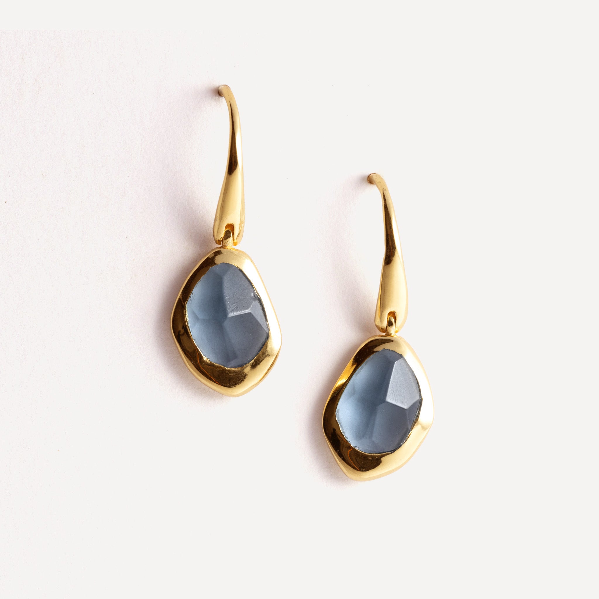 Pebble Hook Earrings with Iolite
