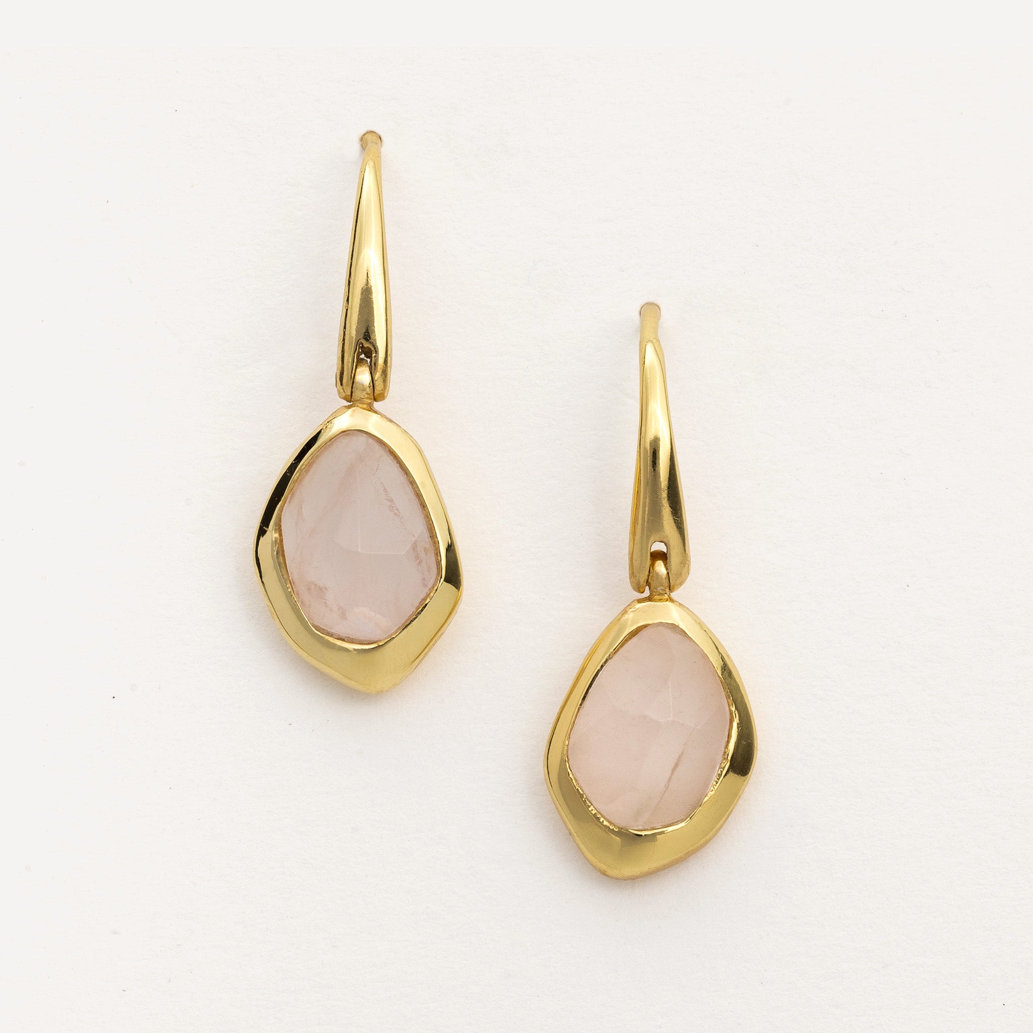 sterling silver and gold vermeil hook earrings in 8 stunning natural handcut gemstones, Aqua Chalcedony,Green Tourmaline,Rose Quartz,Labradorite,Garnet,Iolite,Black Onyx,Moonstone