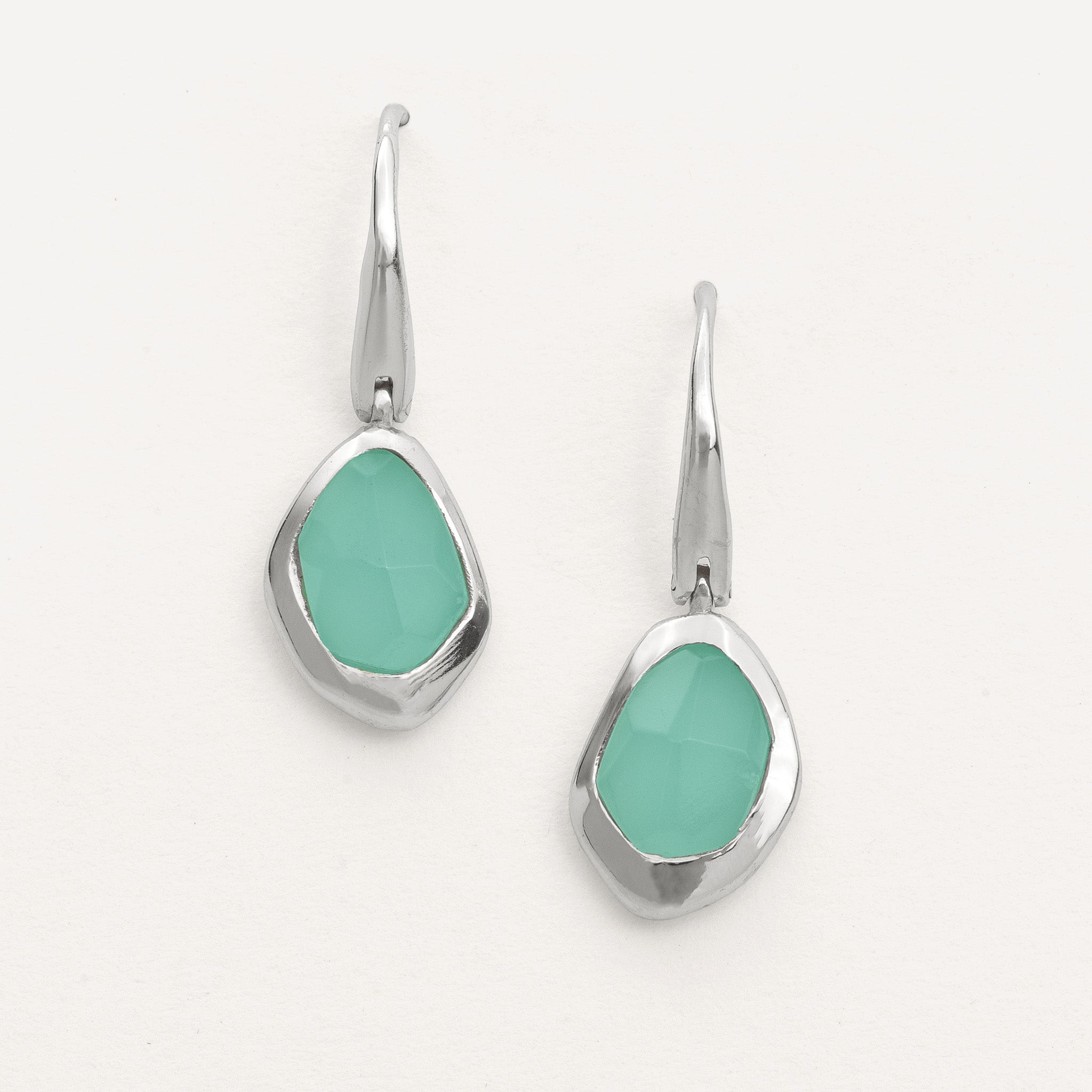 sterling silver and gold vermeil hook earrings in 8 stunning natural handcut gemstones, Aqua Chalcedony,Green Tourmaline,Rose Quartz,Labradorite,Garnet,Iolite,Black Onyx,Moonstone