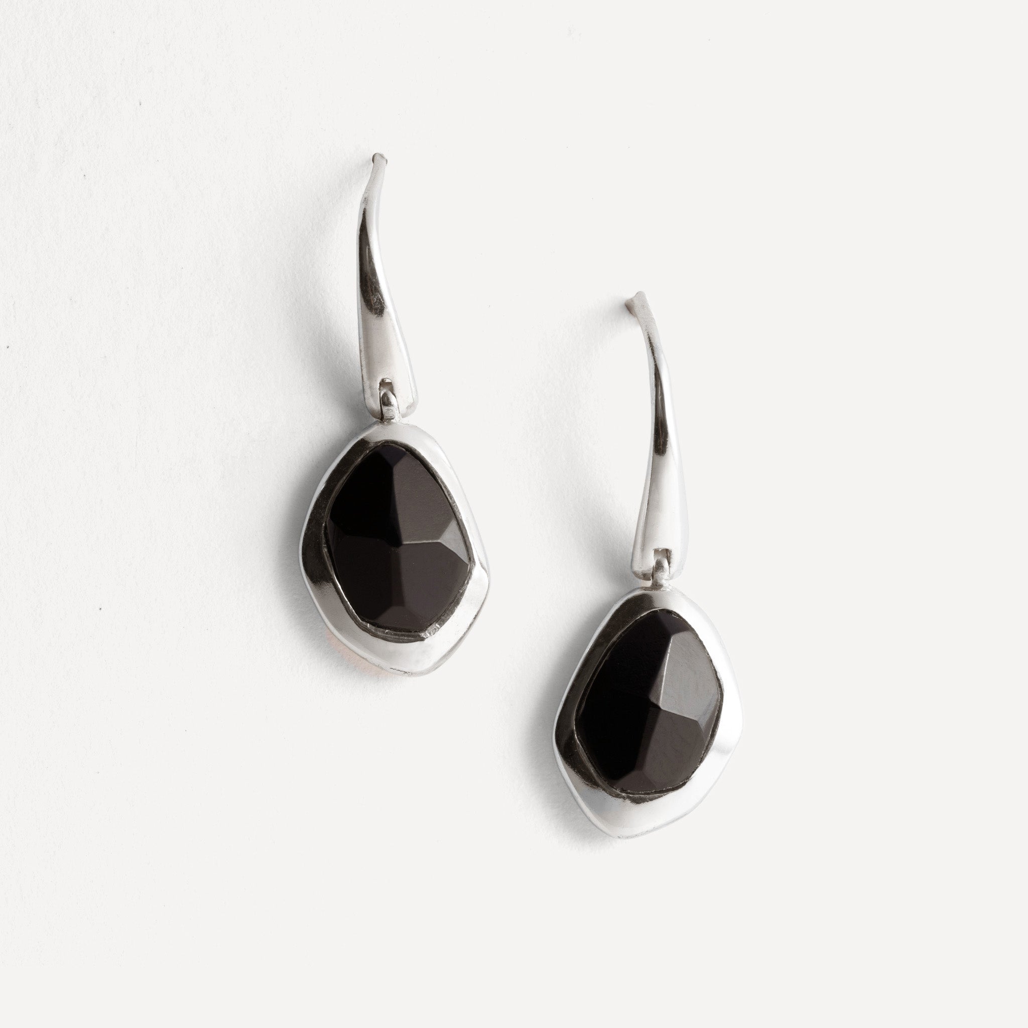 Pebble Hook Earrings with Black Onyx