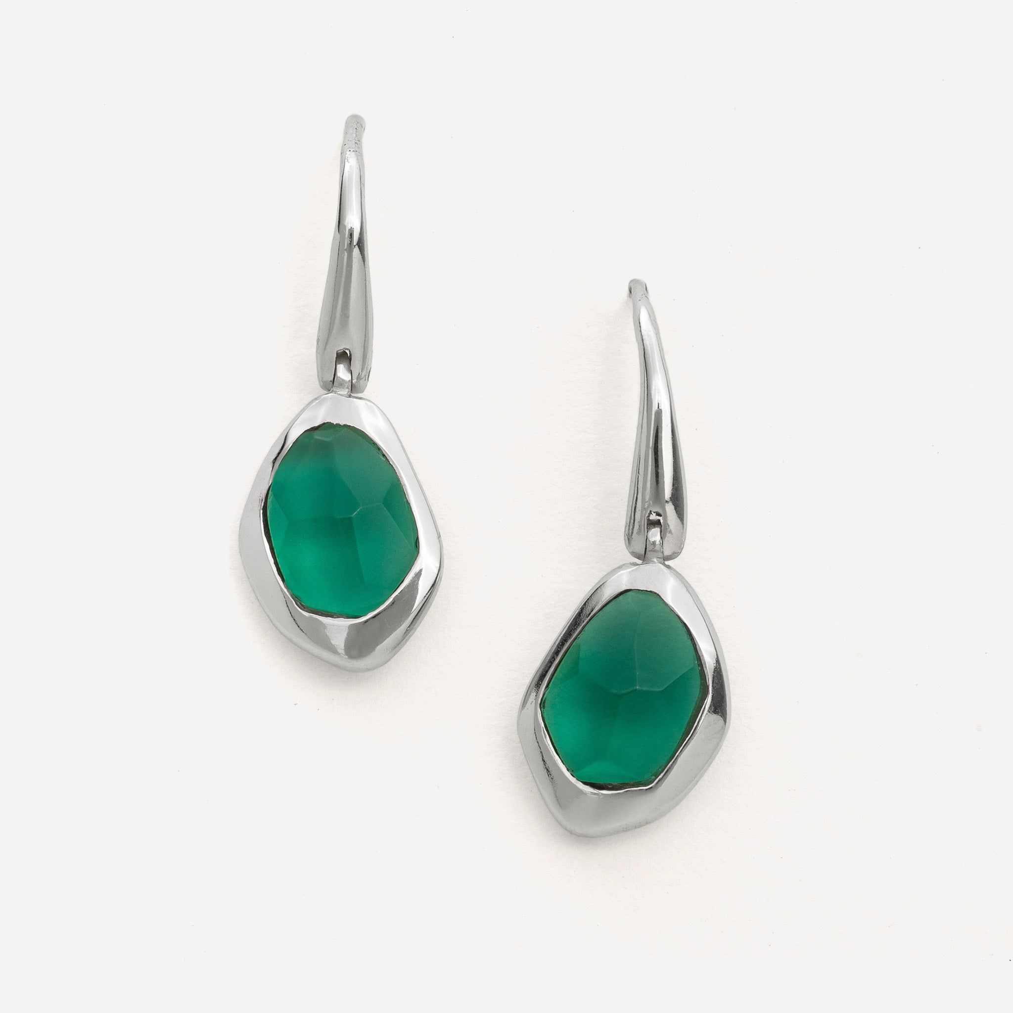 sterling silver and gold vermeil hook earrings in 8 stunning natural handcut gemstones, Aqua Chalcedony,Green Tourmaline,Rose Quartz,Labradorite,Garnet,Iolite,Black Onyx,Moonstone