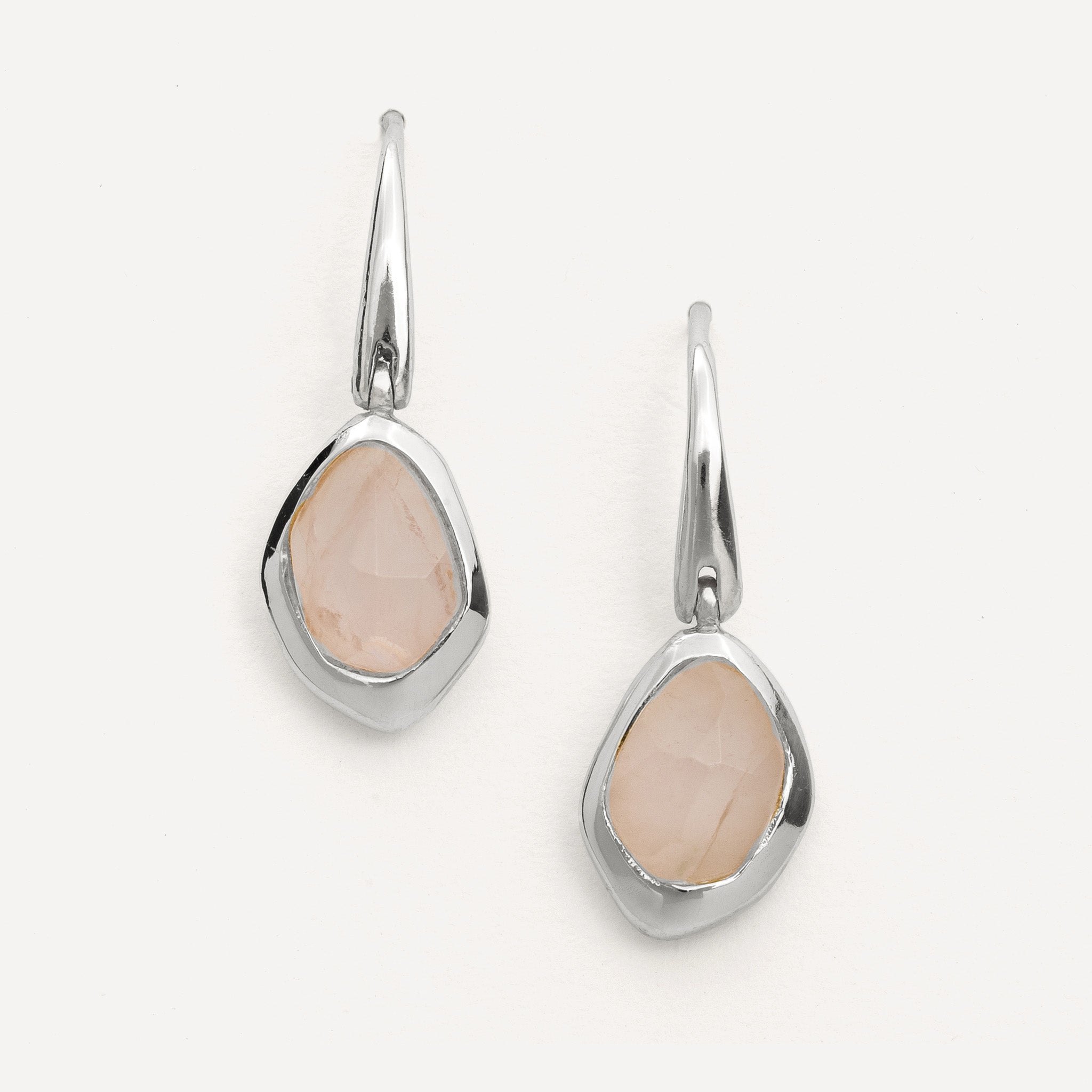 sterling silver and gold vermeil hook earrings in 8 stunning natural handcut gemstones, Aqua Chalcedony,Green Tourmaline,Rose Quartz,Labradorite,Garnet,Iolite,Black Onyx,Moonstone