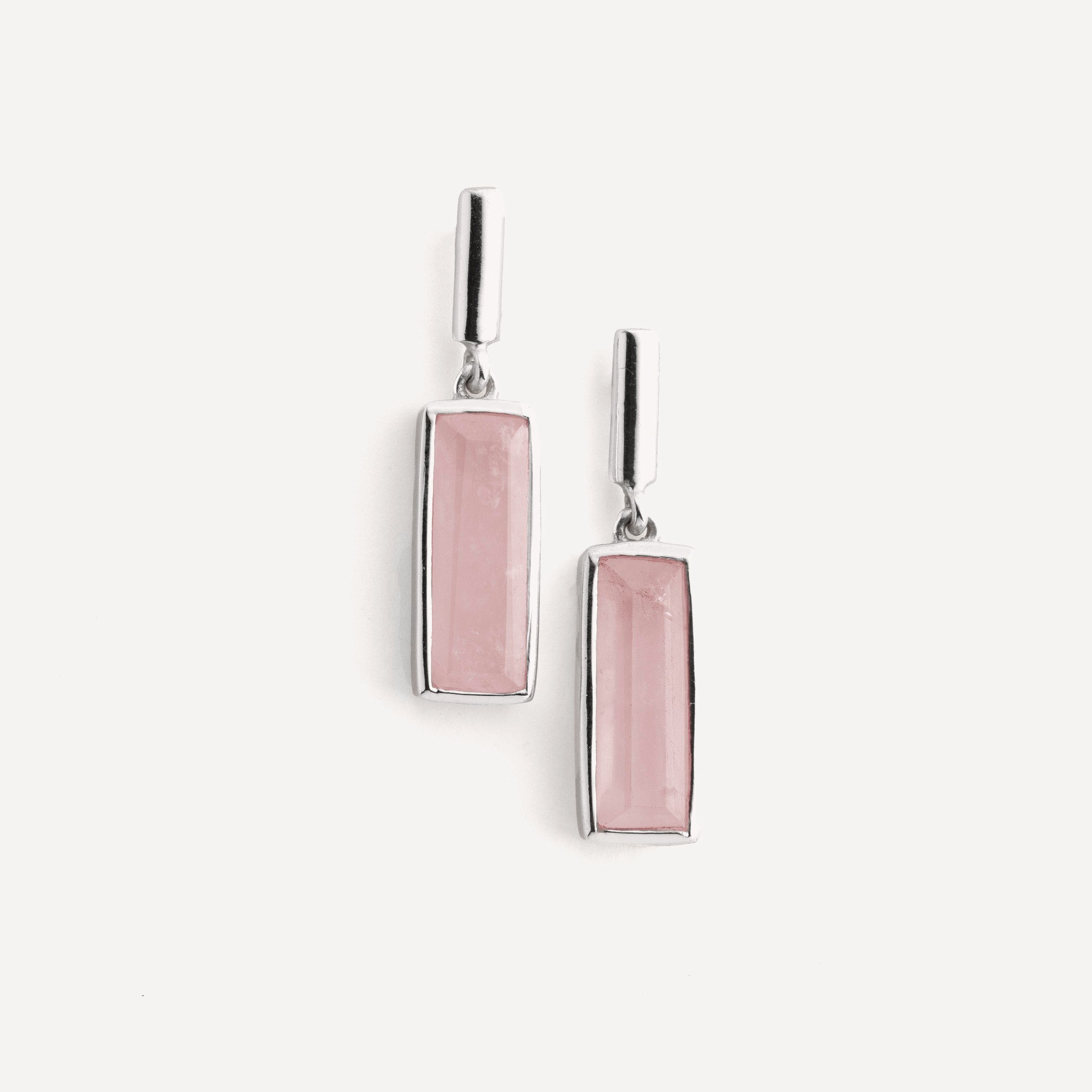 Manhattan Drop Earring in Rose Quartz