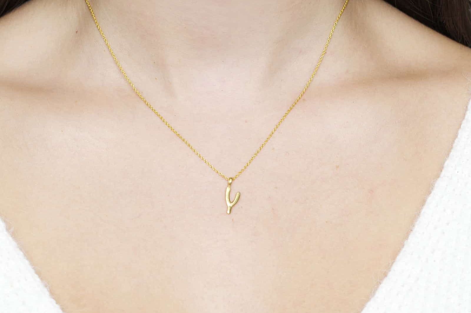 Gold Wishbone Charm