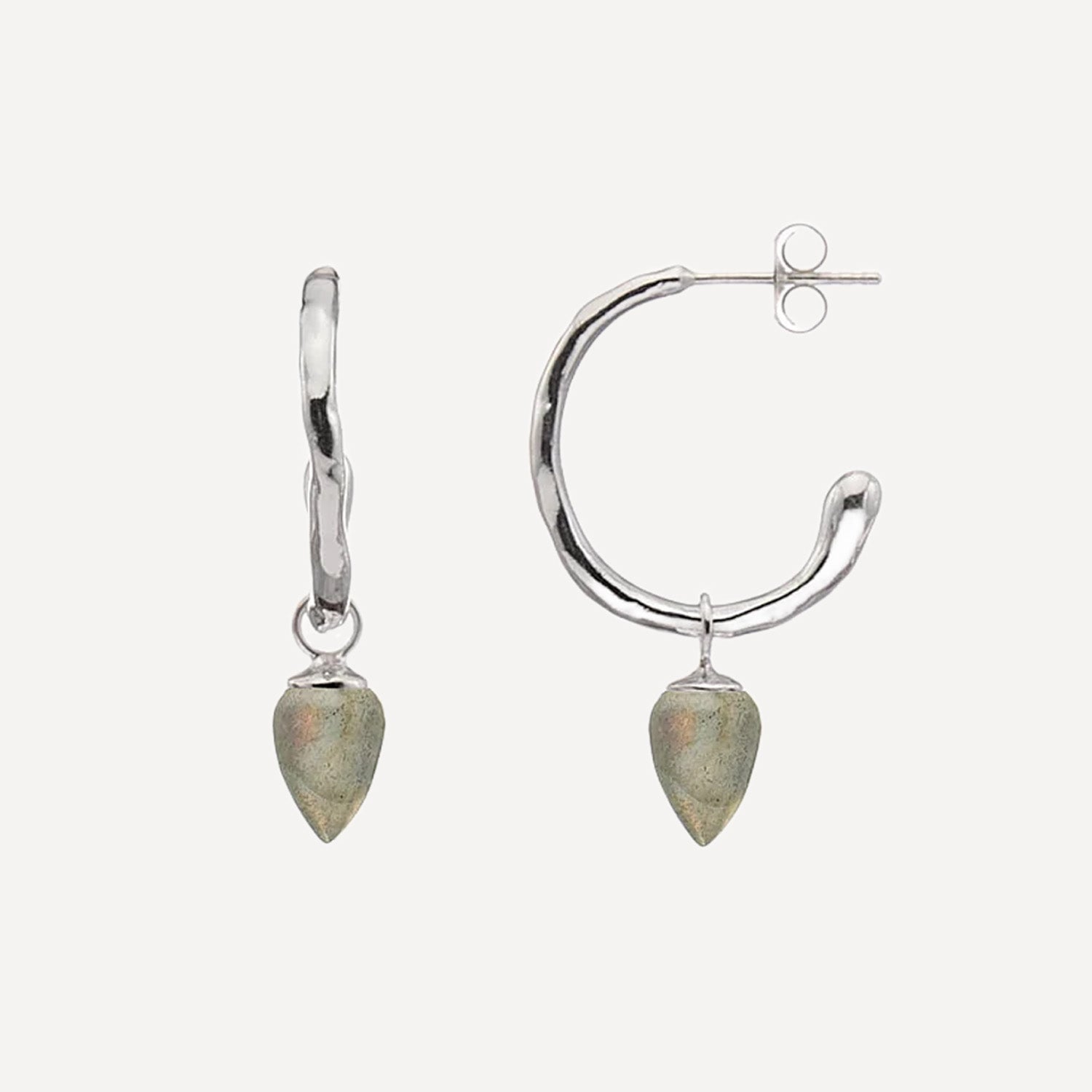 Relic Drop Charm Hoops with Labradorite