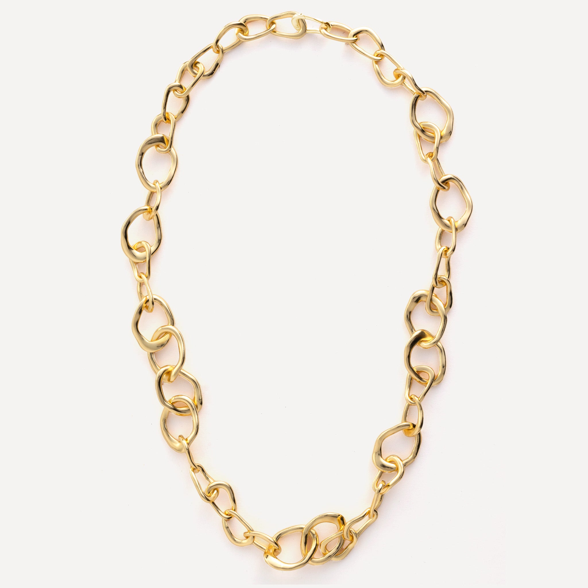 Chain features a handcut natural ripple shape and is crafted from sterling silver or 18ct gold vermeil.