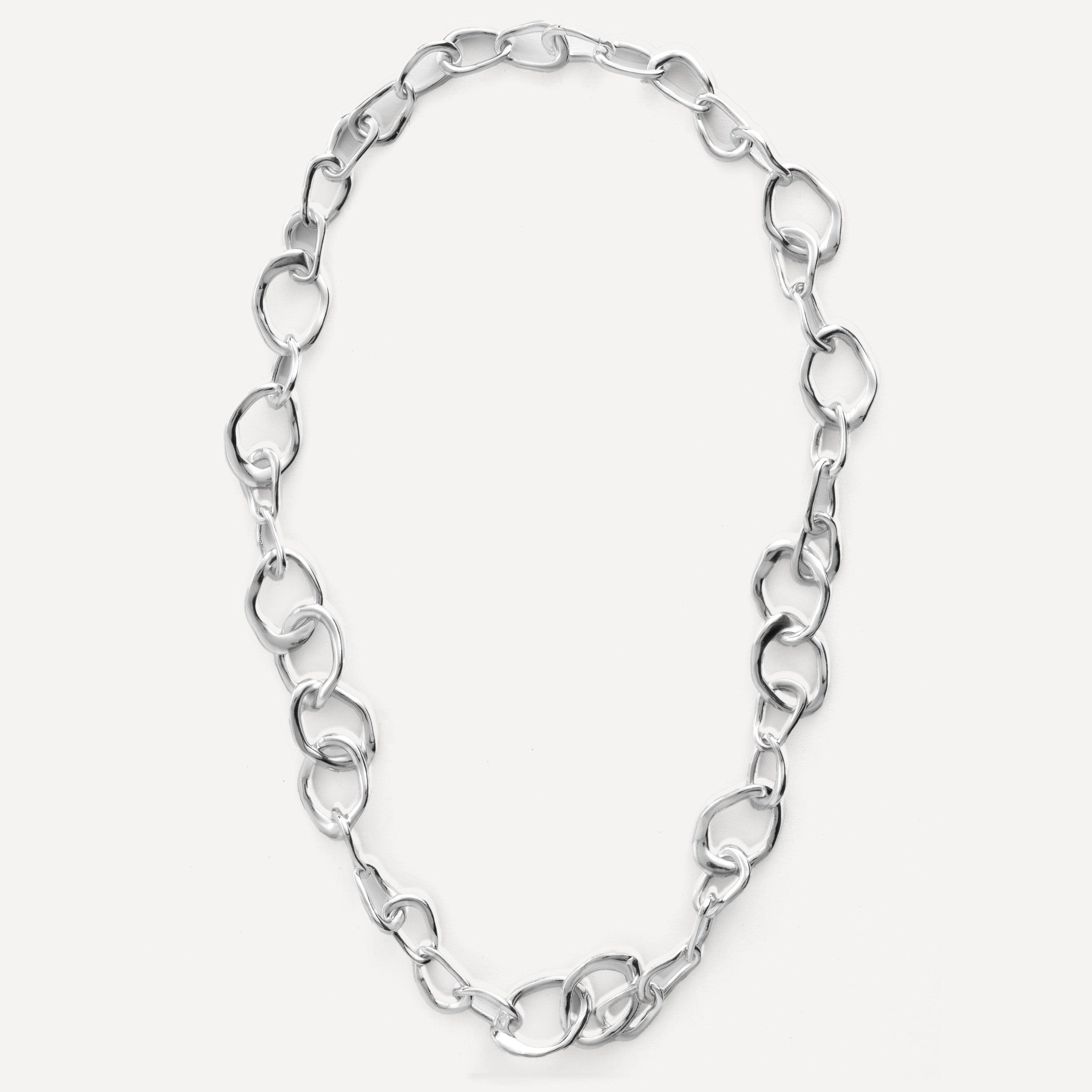 Chain features a handcut natural ripple shape and is crafted from sterling silver or 18ct gold vermeil.