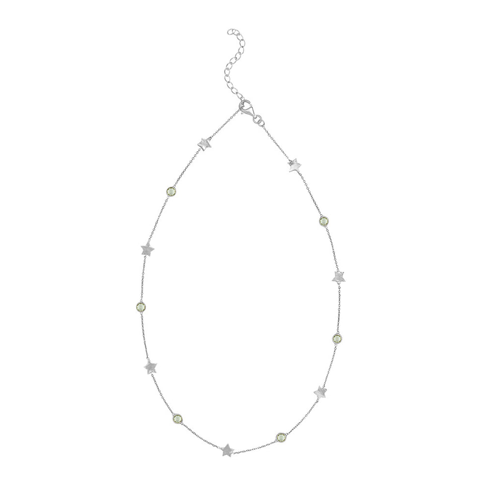 Star Cluster Necklace with Green Amethyst