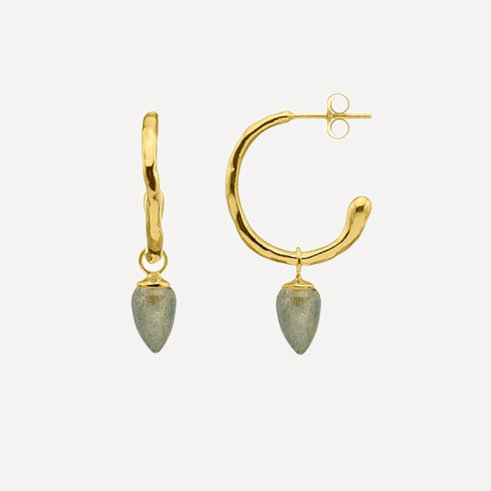 Relic Drop Charm Hoops with Labradorite