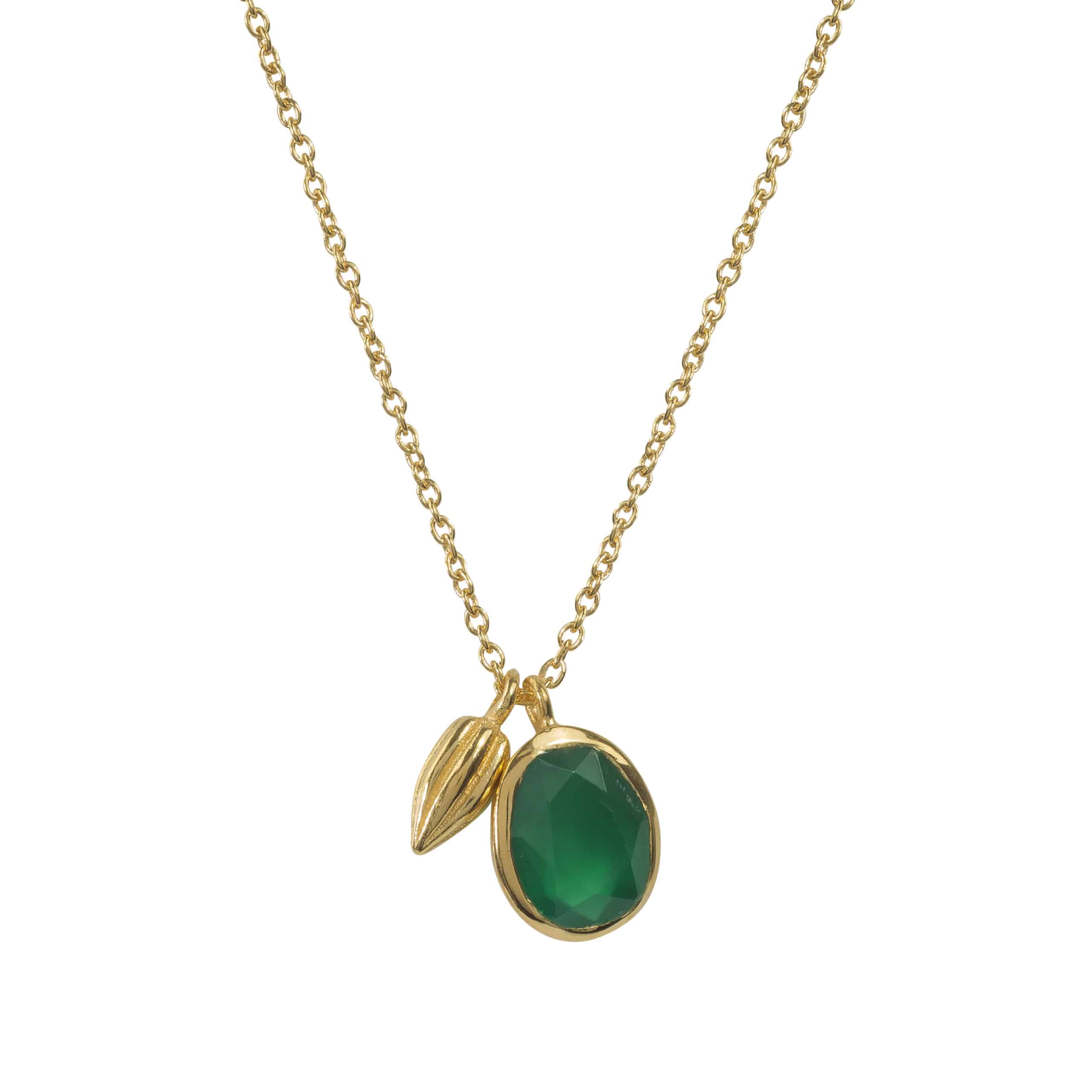 Gold Tulum Pendant with Cocoa Pod Charm and Green Onyx €95 JUVN4gGO