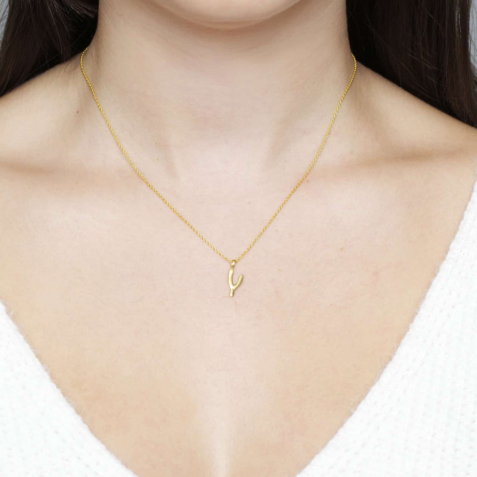 Gold Wishbone Charm
