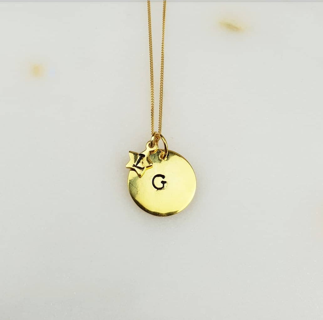 Initial Hand-Stamped Disc with Star